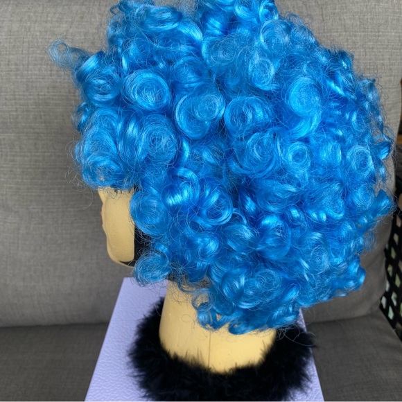 Fun Short Blue Curly Hair Costume Wig - Picture 4 of 6